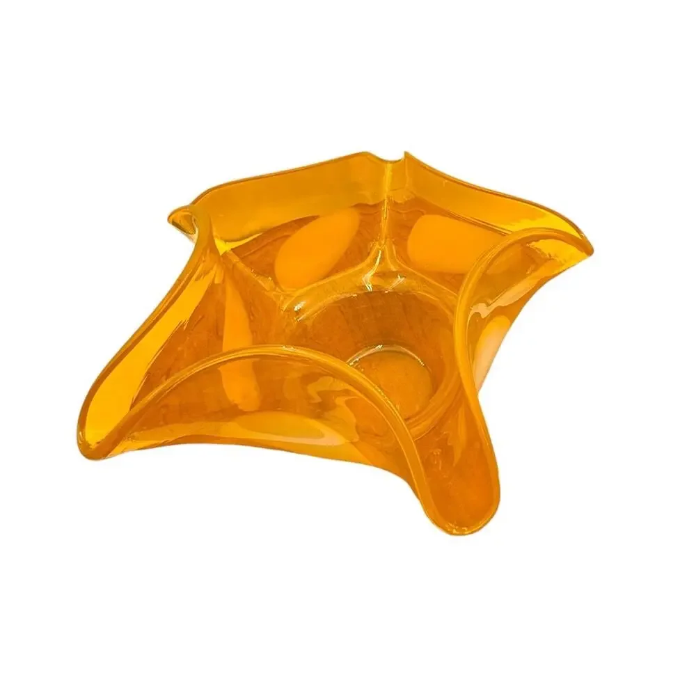 Vintage Murano Yellow & White Art Glass Dish or Bowl 5” Tall‎ x 8” Wide READ